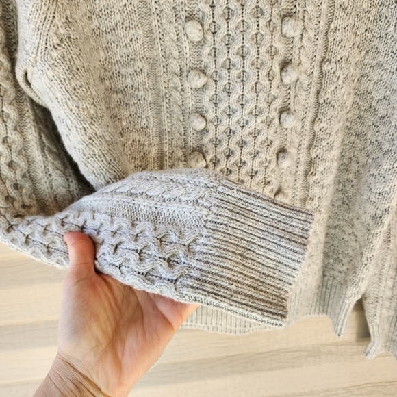 J. Crew Popcorn cable knit gray sweater - Picture 14 of 16